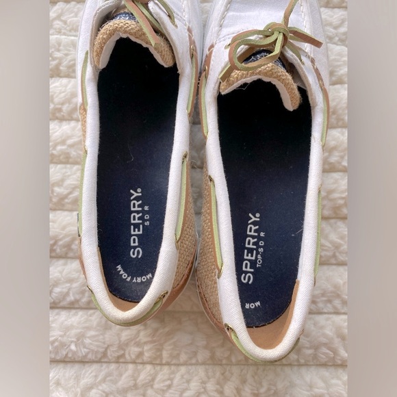 Sperry Top-Sider Women’s Boat Shoes Size 8.5M White Canvas & Tan Leather - Picture 9 of 9